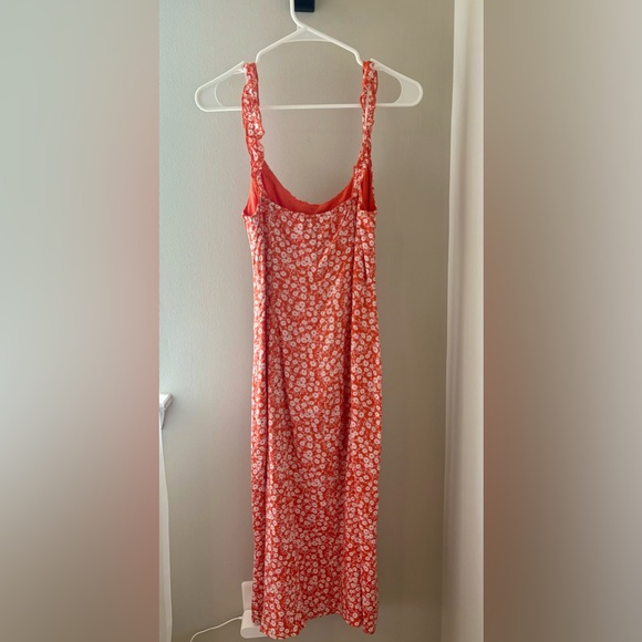 Orange Floral Beginning Boutique Midi Dress - Picture 4 of 5